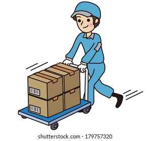Working man carrying cardboard