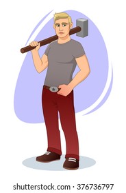 Working man cartoon character.- vector illustration. Vector female character illustration. Cartoon people vector illustration.