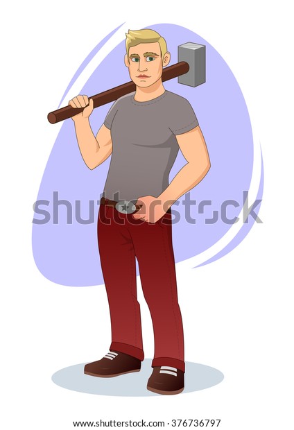 Working Man Cartoon Character Vector Illustration Stock Vector (Royalty ...