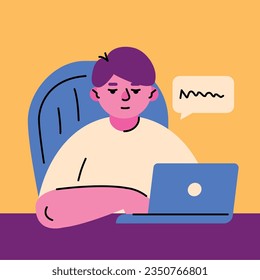 El concepto de color del hombre de trabajo. Carácter colorido aislado. rutina diaria. Ilustración digital para página web, aplicación móvil, promoción.