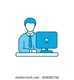 Working man color line icon. Pictogram for web page, mobile app, promo. UI UX GUI design element. Editable stroke.