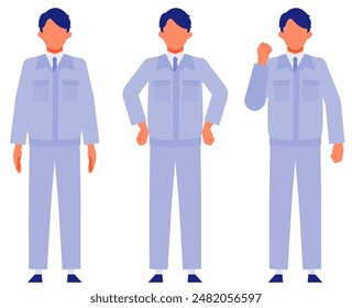Working man. Concept for Problem Solving. Man cartoon character. People face profiles avatars and icons. Close up image of Problem Solving man. Vector flat illustration.