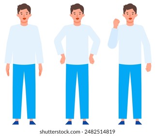 Working man. Concept for Problem Solving. Man cartoon character. People face profiles avatars and icons. Close up image of Problem Solving man. Vector flat illustration.