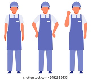 Working man. Concept for Problem Solving. Man cartoon character. People face profiles avatars and icons. Close up image of Problem Solving man. Vector flat illustration.