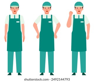 Working man. Concept for Problem Solving. Man cartoon character. People face profiles avatars and icons. Close up image of Problem Solving man. Vector flat illustration.