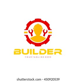 Working man, Construction builder logo template