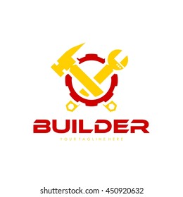 Working man, Construction builder logo template