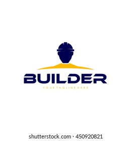 Working man, Construction builder logo template