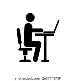 Working man at desk isolated icon graphic vector