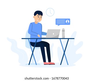 working man with laptop flat design