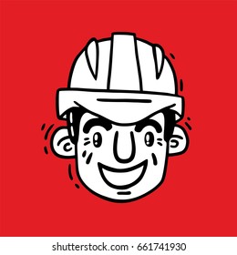 Working man in a protective helmet