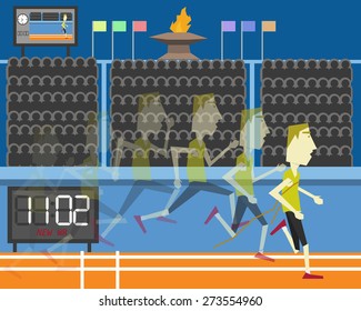 working man running marathon background