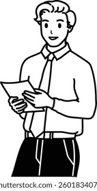 Working man salary business office suit cartoon avatar profile picture drawing minimal black white vector art