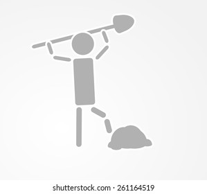 working man with a shovel, under construction