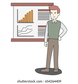 Working man in standing pose illustration, Office worker illustration