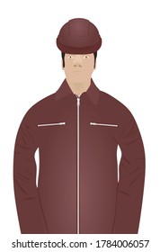 Working man wearing safety helmet. vector illustration