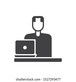 Working man at workplace icon. flat simple pictogram. Office worker vector illustration