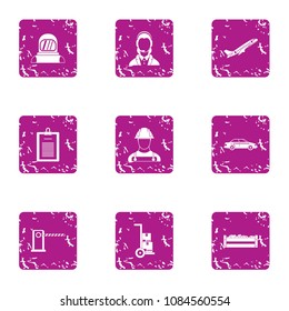 Working masses icons set. Grunge set of 9 working masses vector icons for web isolated on white background