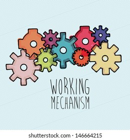 working mechanism over blue background vector illustration