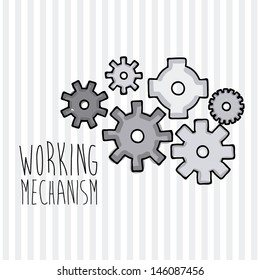 working mechanism over lineal background vector illustration 