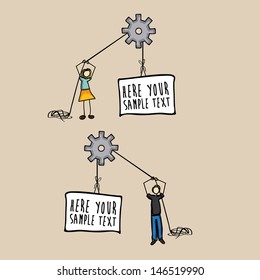 working mechanism over lineal background vector illustration  
