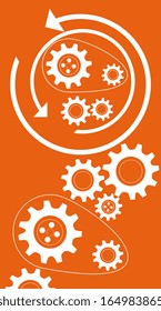 working mechanism over  orange background vector illustration 
