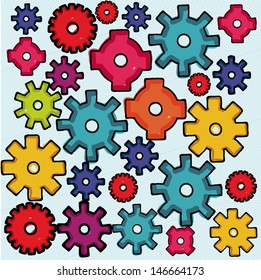working mechanism over white background vector illustration
