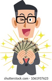 Working men and money glasses