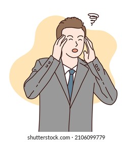 Working men are stressed at work and have a headache, illustrator design and isolated background.