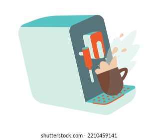 Working mini coffee machine icon. Vector illustration