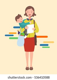 working mom with baby