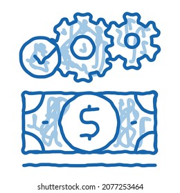 Working Money Dollar Sketch Icon Vector. Hand Drawn Blue Doodle Line Art Working Money Dollar Sign. Isolated Symbol Illustration