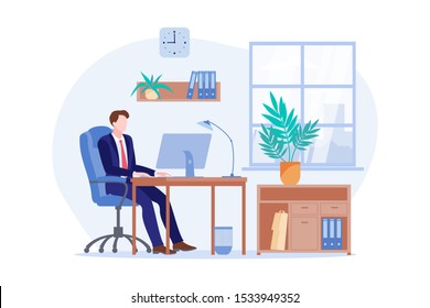 Working Morning Businessman Vector Flat Cartoon Stock Vector (Royalty ...