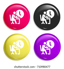 Working multi color glossy badge icon set. Realistic shiny badge icon or logo mockup