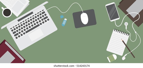 Working office, Flat design