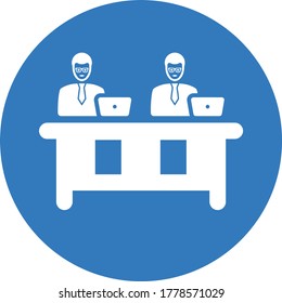 Trabajar con iconos de oficina / gráficos vectoriales azules