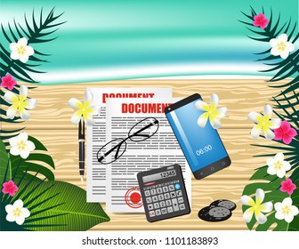 Working on the beach