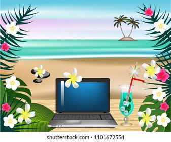 Working on the beach