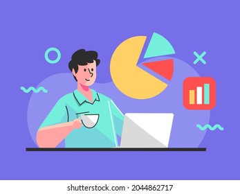 working on business data analysis
concept