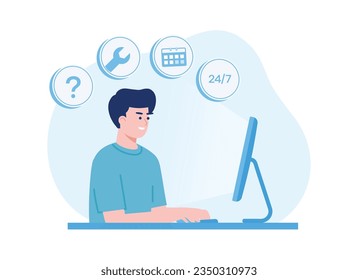 working on a business plan trending concept flat illustration