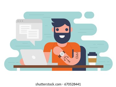 Working on a computer