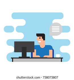 Working on a computer