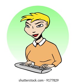 Working on computer
