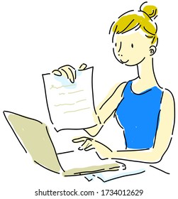 working on computer at home