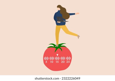 Businesswoman’s working on computer notebook, busy office worker vector, working with deadline approaching vector, productivity worker vector, working woman works alone with deadline approaching.