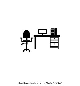  Working on Computer. Vector illustration