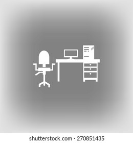  Working on Computer. Vector illustration