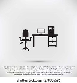  Working on Computer. Vector illustration