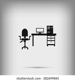  Working on Computer. Vector illustration