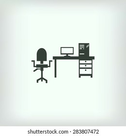  Working on Computer. Vector illustration